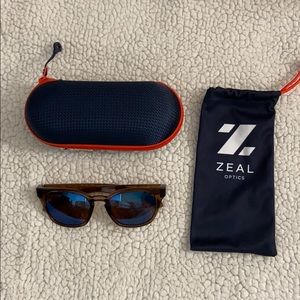 Zeal optics sunglasses. Blue tint, brown frame
